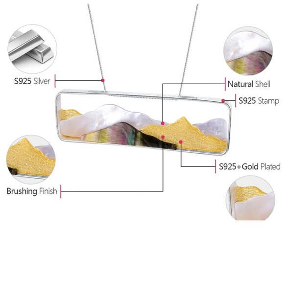 🎁 925 Silver Artisan Handmade Mother of Pearl The Zenaide Mountain Necklace - Picture 8 of 8